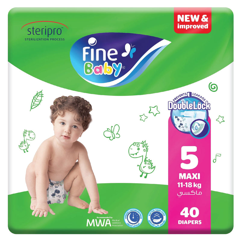 Fine Baby, Size 5, Maxi, 11-18 kg, 40 Diapers Steripro